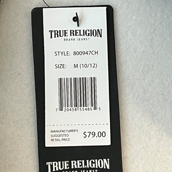 True Religion Boys Graphic Zip-Up Jacket M (10/12) Black & Gray Ribbed Trim NWT - Picture 7 of 11